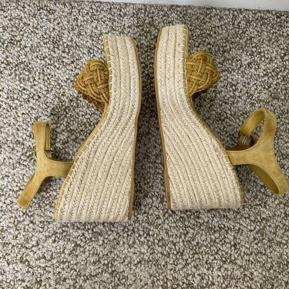 Veronica Beard Reema Espadrille Wedge Sandals Size 10 Desert Yellow - Picture 5 of 10